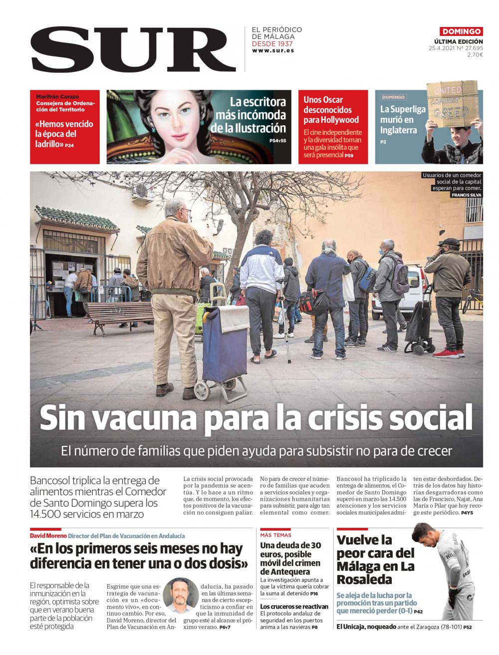 Las Portadas De Diario SUR | Diario Sur |25 De Abril De 2021