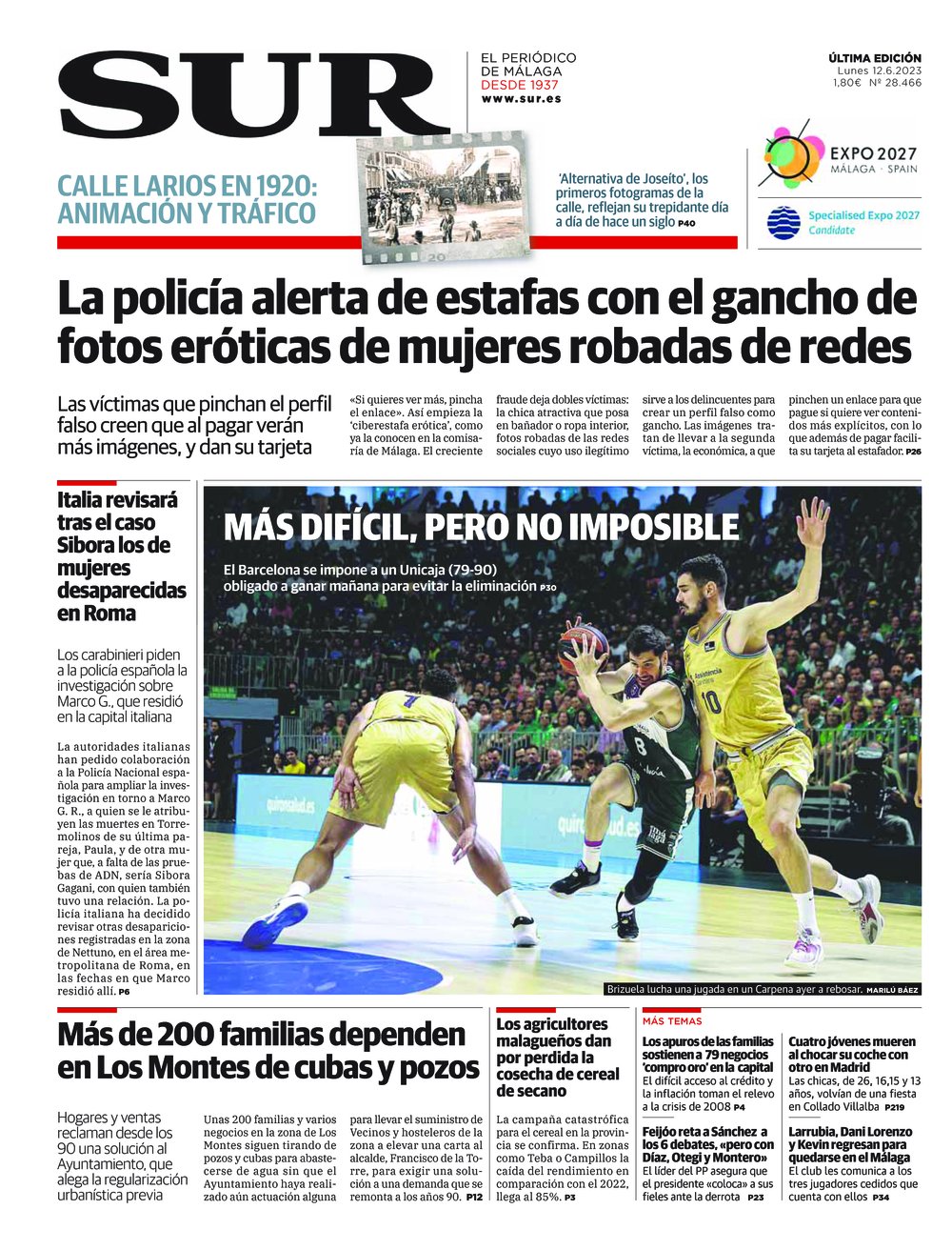 Las Portadas De Diario Sur Diario Sur 12 De Junio De 2023 