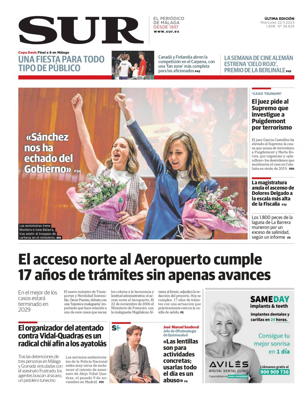 Las Portadas De Diario SUR | Diario Sur |22 De Noviembre De 2023