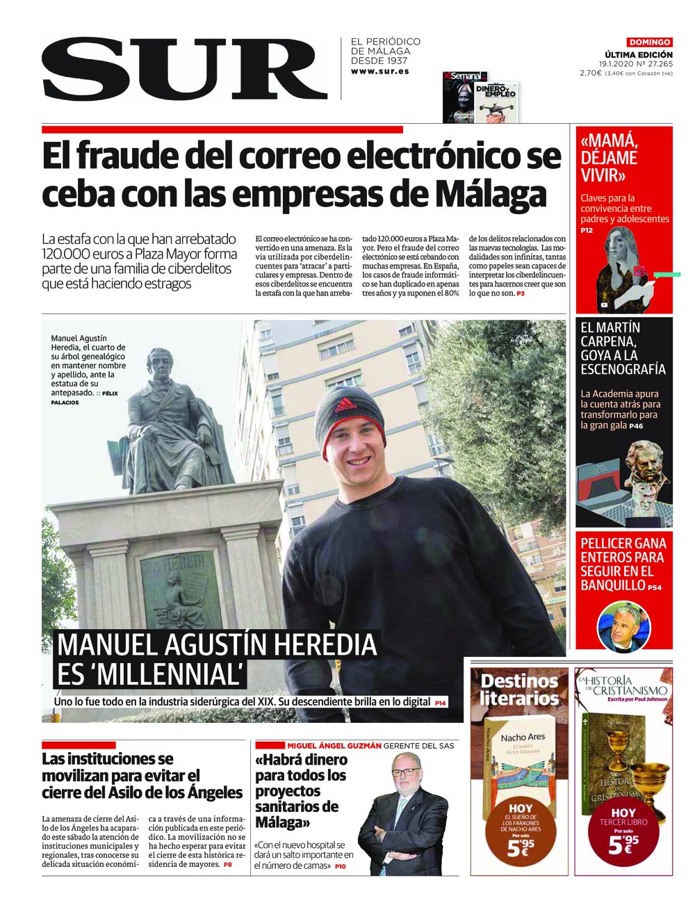 Portada de SUR, 19 de Enero de 2020