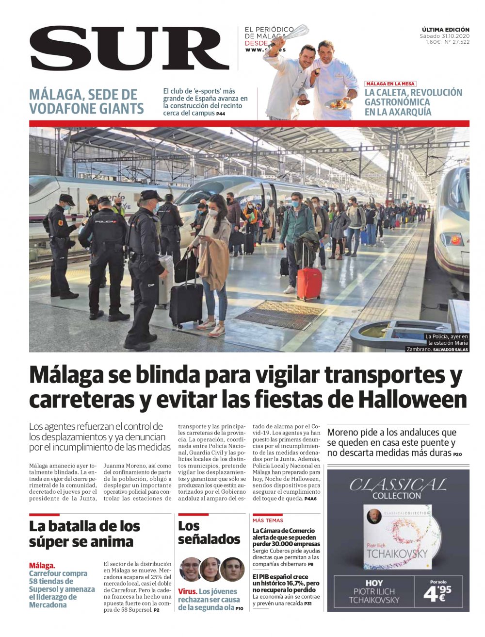 Portada de SUR, 31 de Octubre de 2020