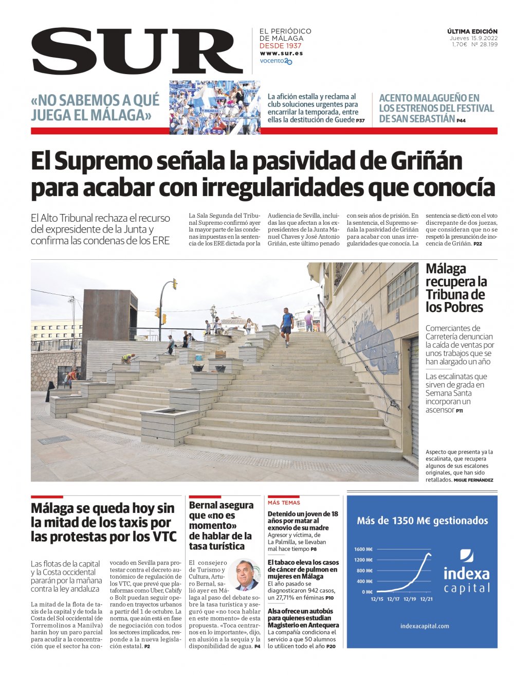Las portadas de Diario SUR | Diario Sur |15 de Septiembre de 2022