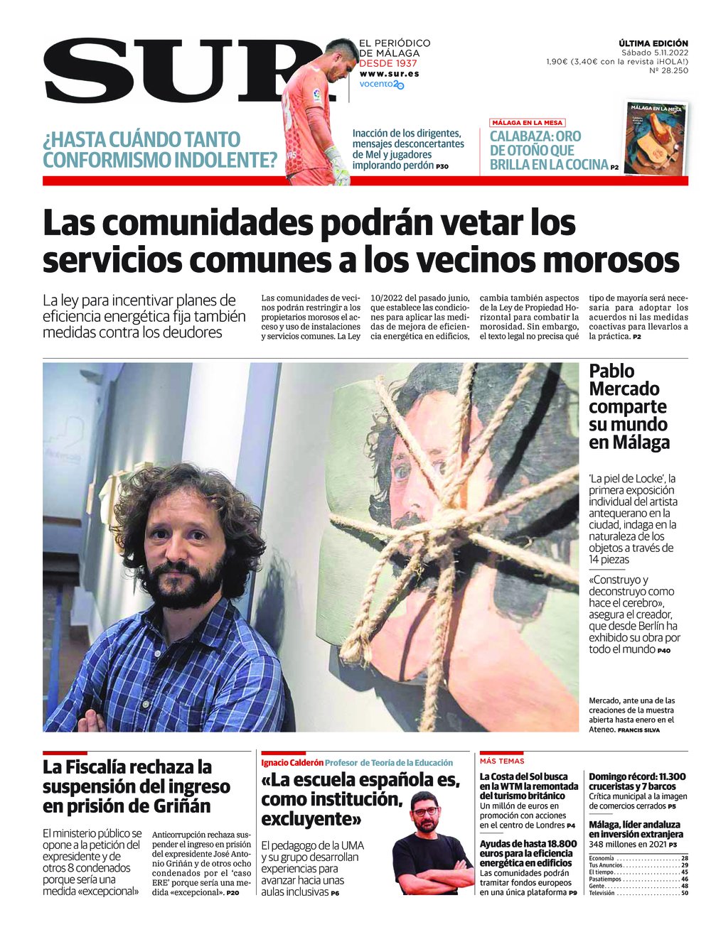Portada de SUR, 05 de Noviembre de 2022