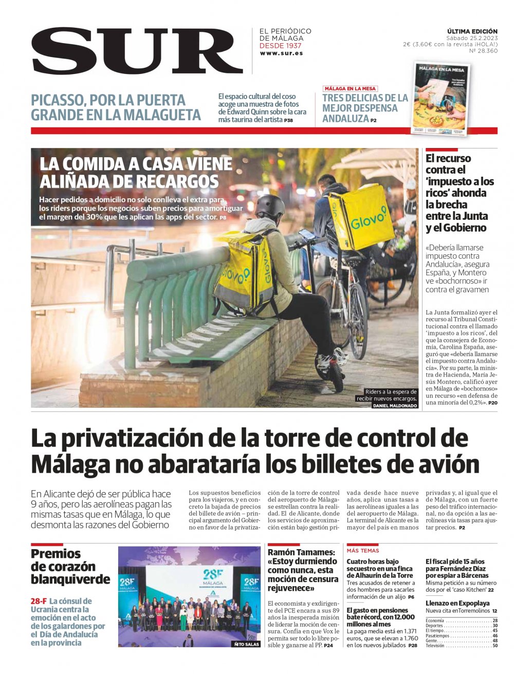 Portada de SUR, 25 de Febrero de 2023