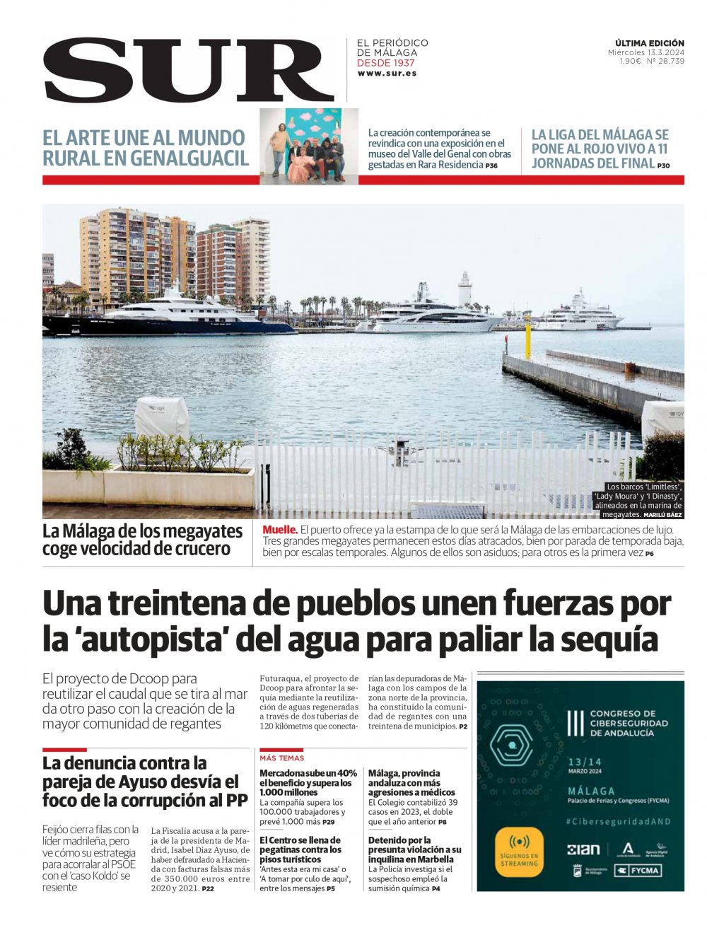 Portada de SUR, 13 de Marzo de 2024