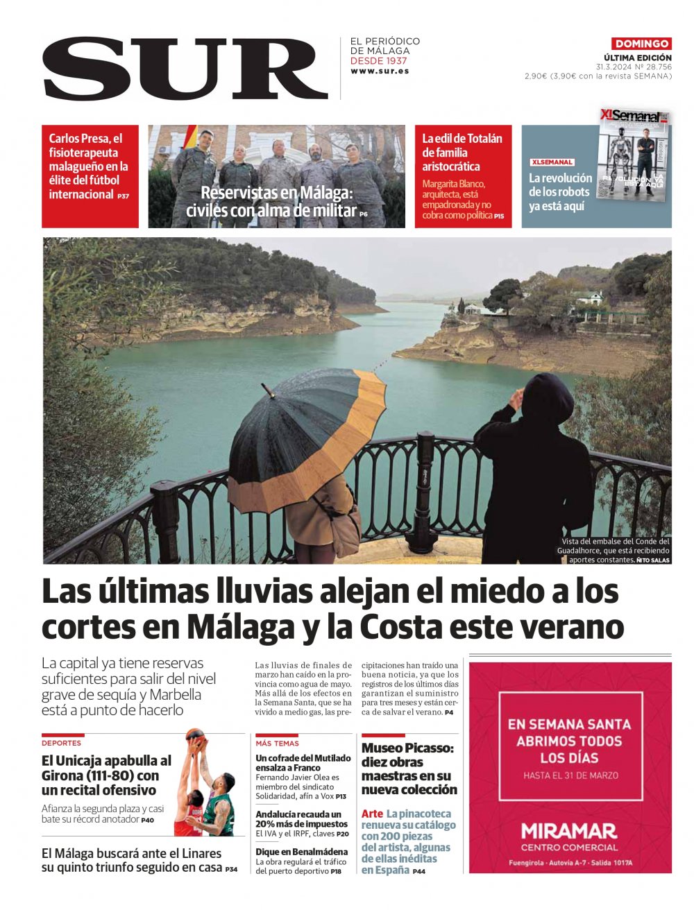 Portada de SUR, 31 de Marzo de 2024