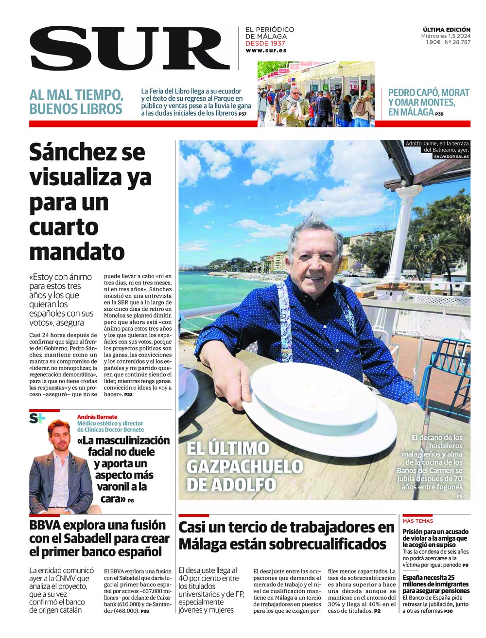 Portada de SUR, 01 de Mayo de 2024