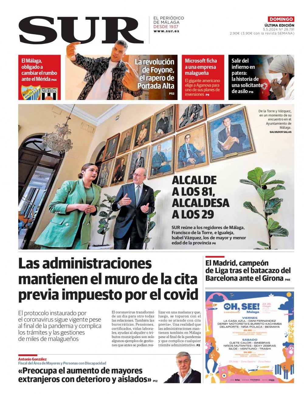 Portada de SUR, 05 de Mayo de 2024