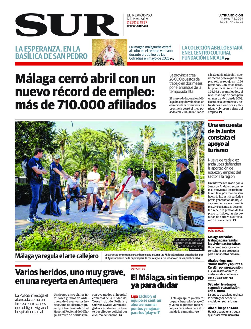 Portada de SUR, 07 de Mayo de 2024