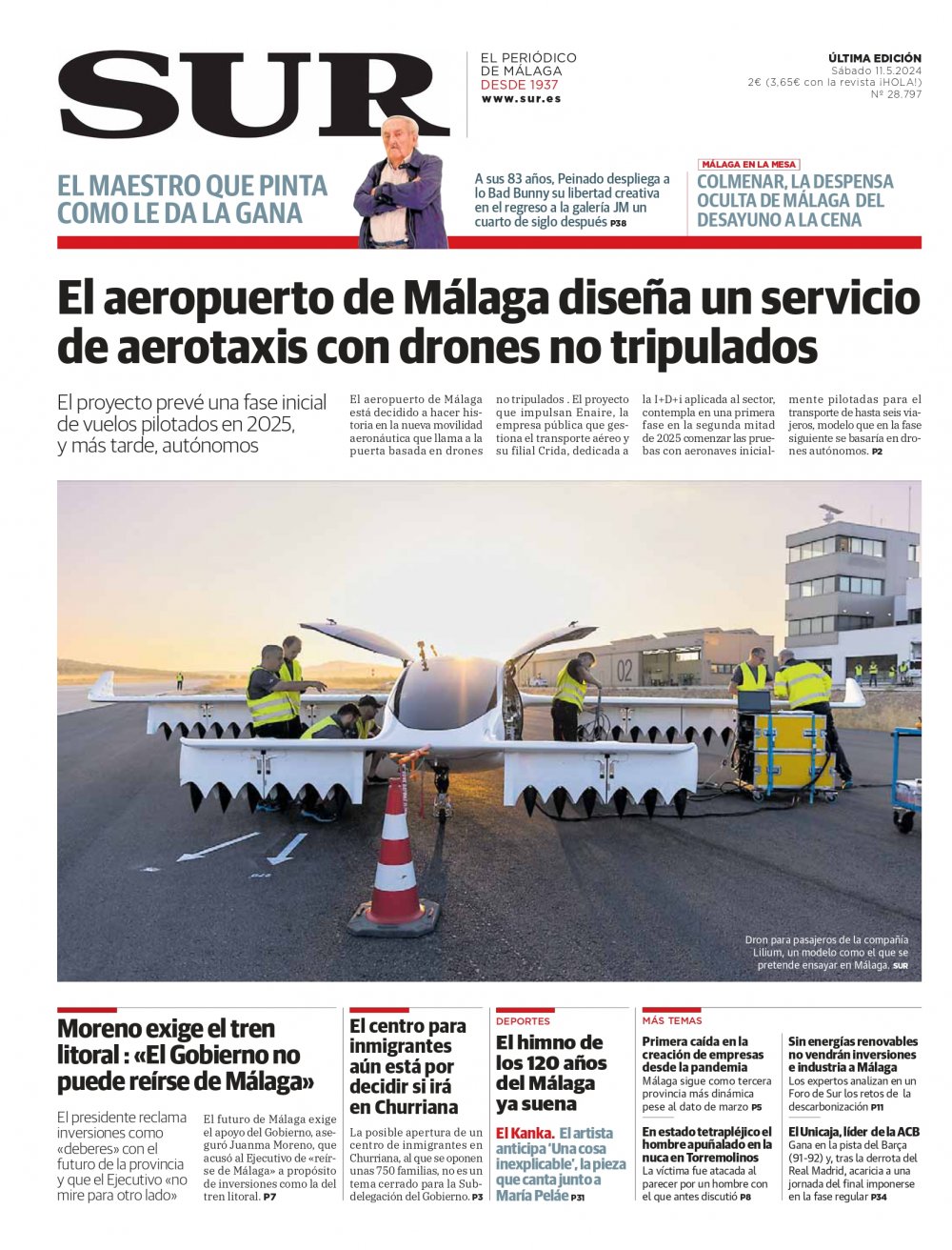 Portada de SUR, 11 de Mayo de 2024