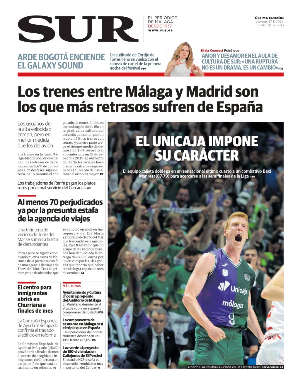 Portada de SUR, 17 de Mayo de 2024