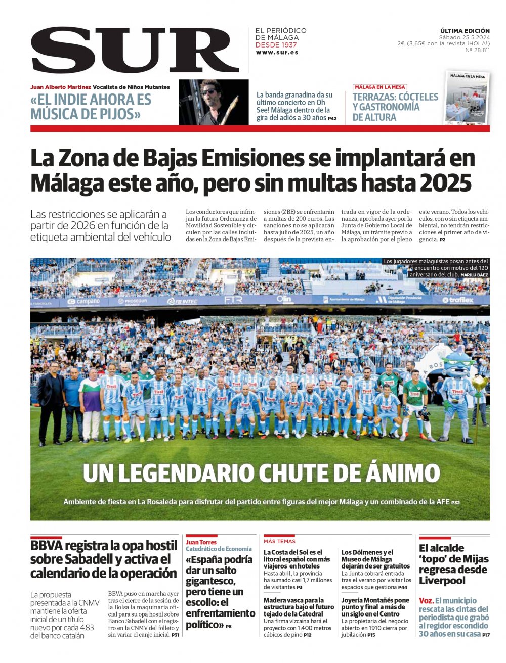 Portada de SUR, 25 de Mayo de 2024