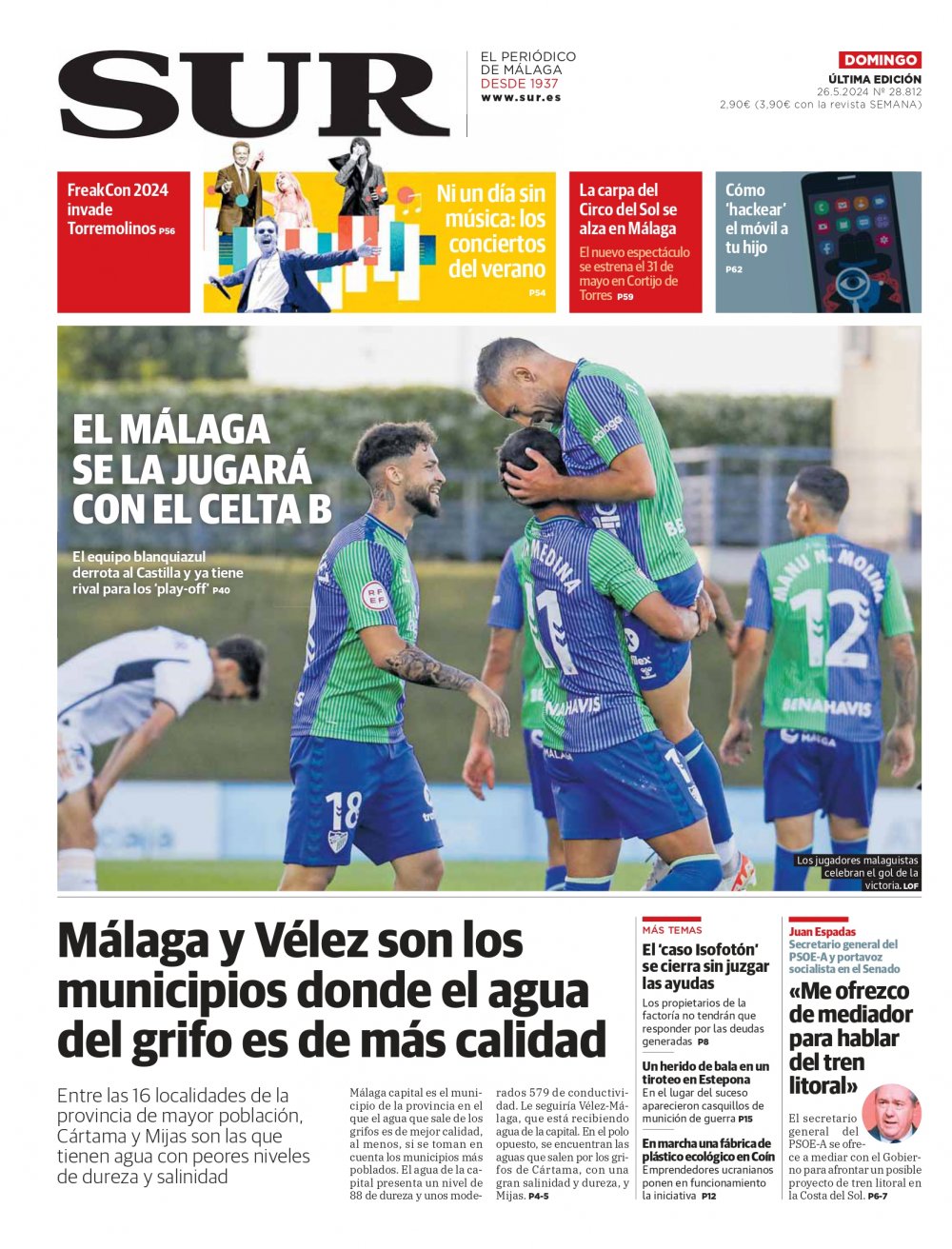 Portada de SUR, 26 de Mayo de 2024