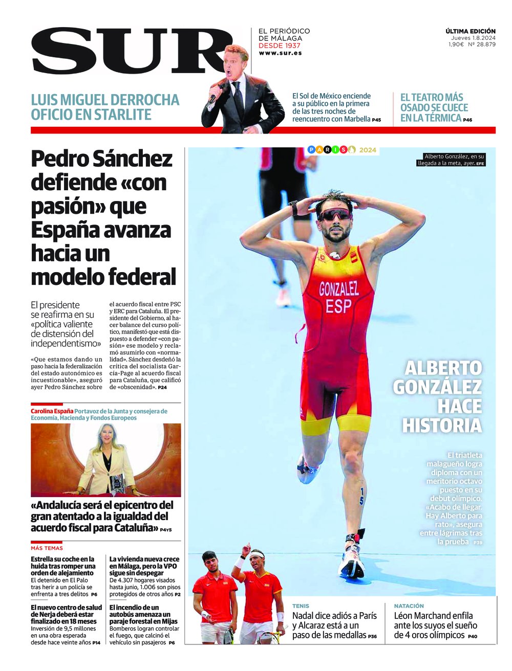 Portada de SUR, 01 de Agosto de 2024