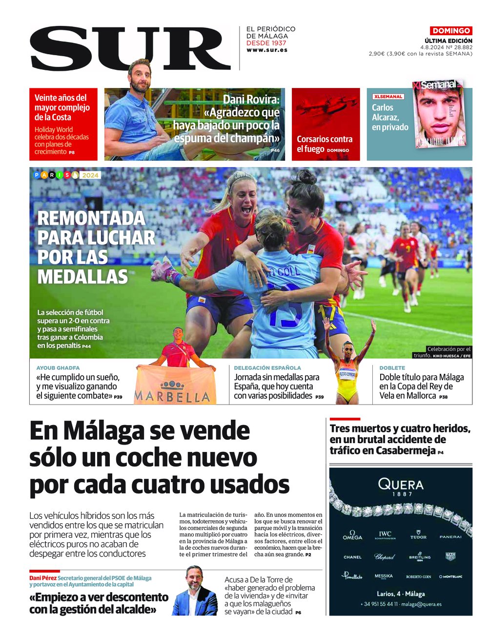 Portada de SUR, 04 de Agosto de 2024