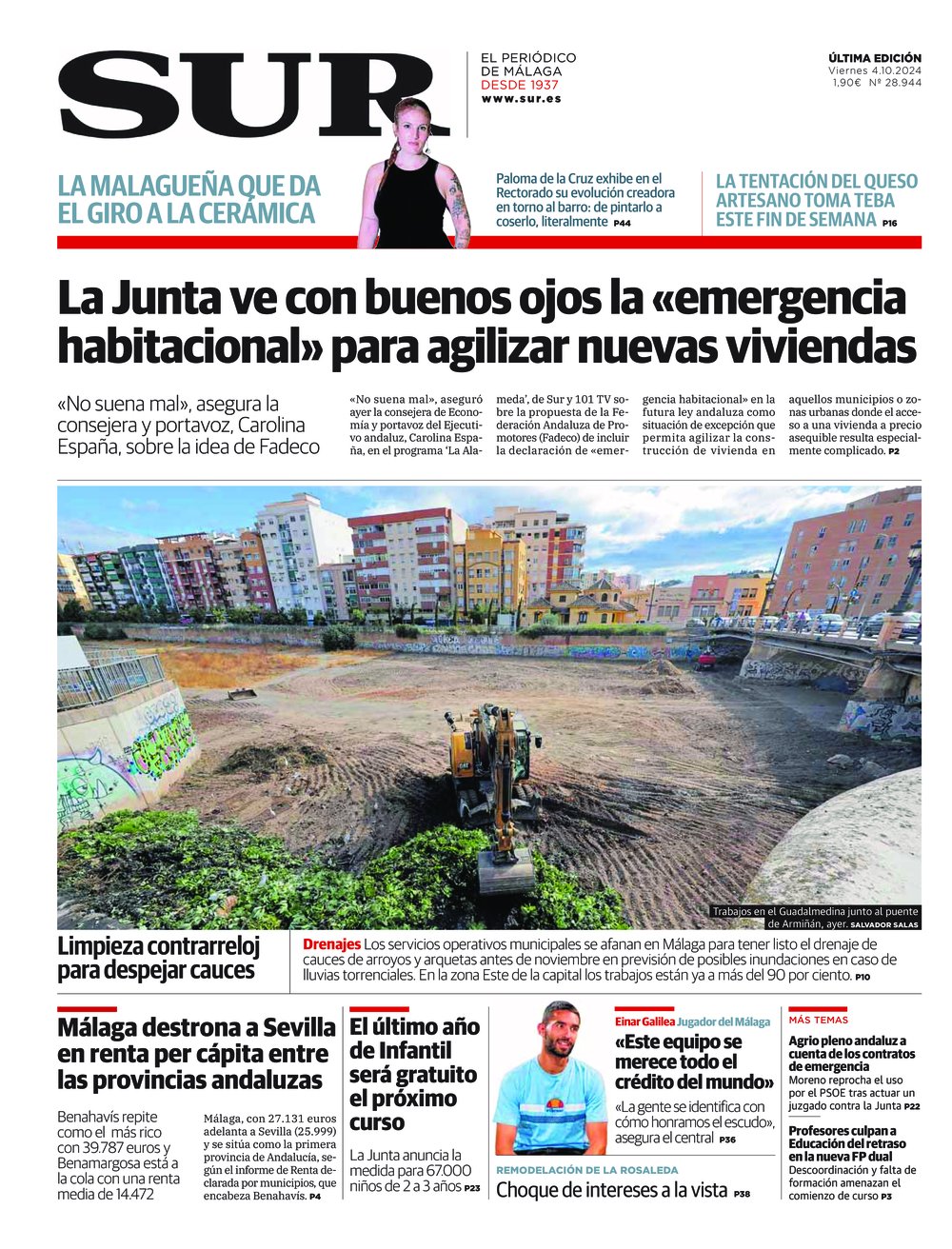 Portada de SUR, 04 de Octubre de 2024