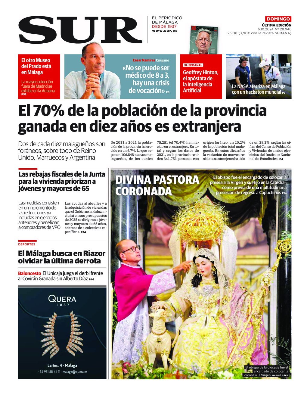 Portada de SUR, 06 de Octubre de 2024