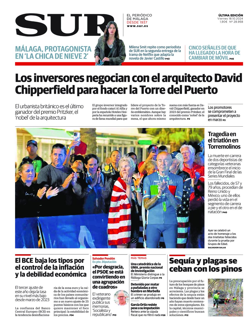 Portada de SUR, 18 de Octubre de 2024