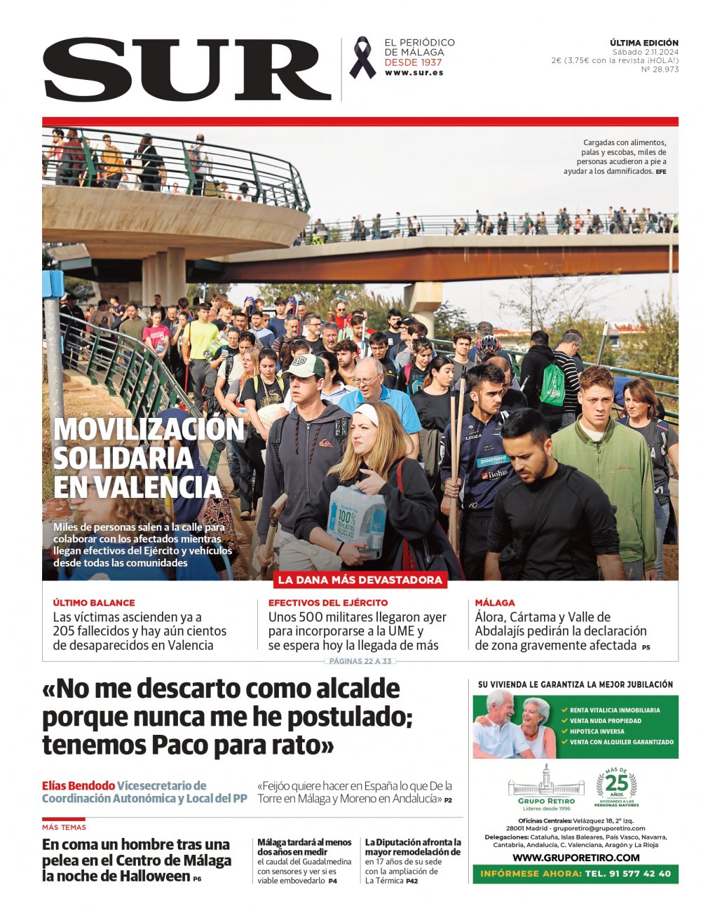 Portada de SUR, 02 de Noviembre de 2024