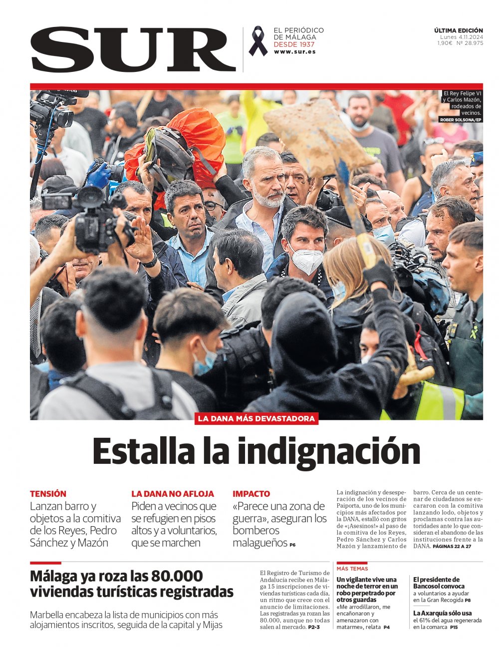 Portada de SUR, 04 de Noviembre de 2024