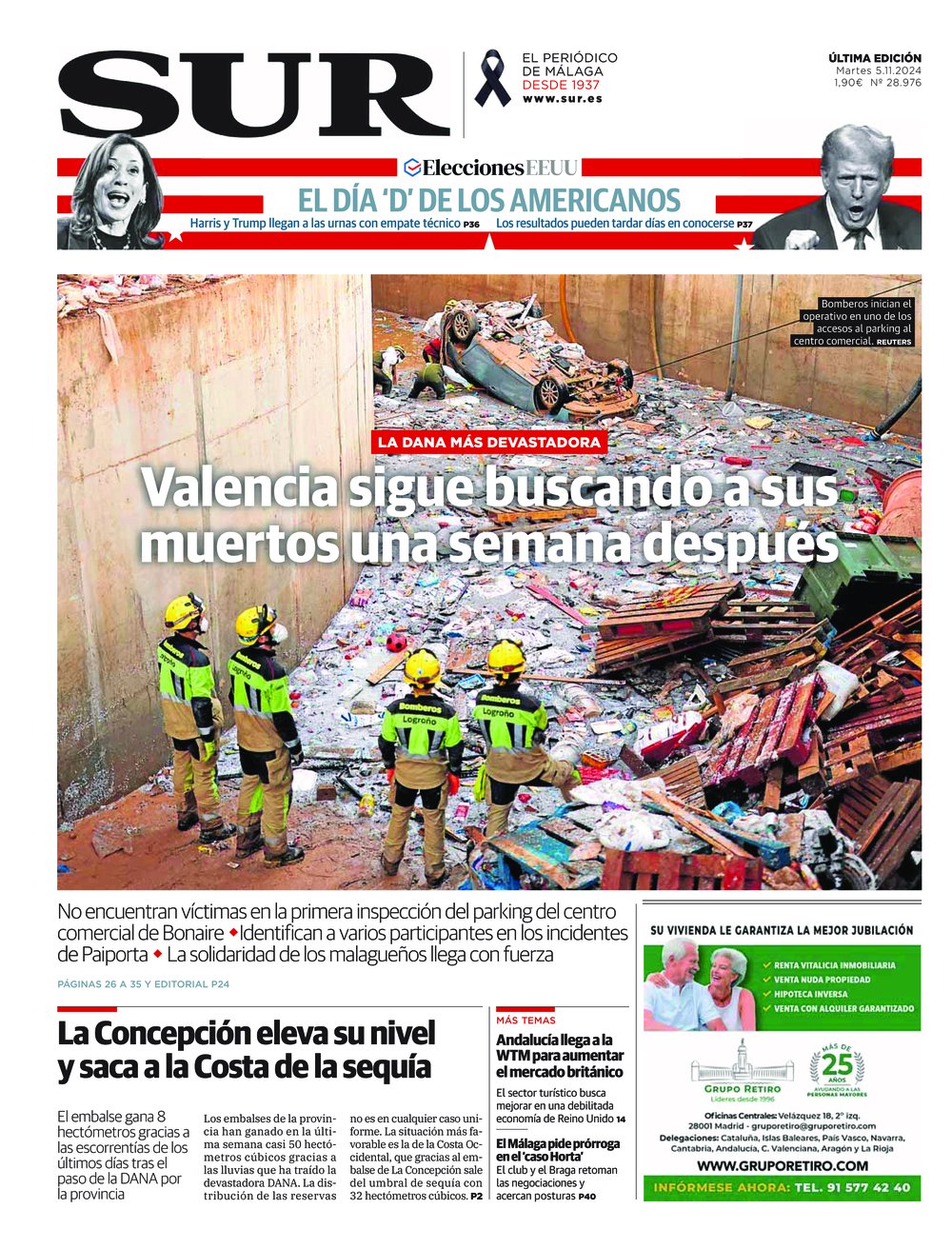 Portada de SUR, 05 de Noviembre de 2024