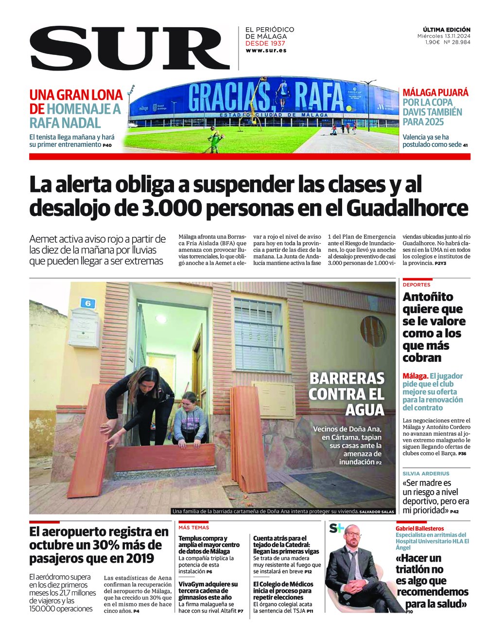 Portada de SUR, 13 de Noviembre de 2024