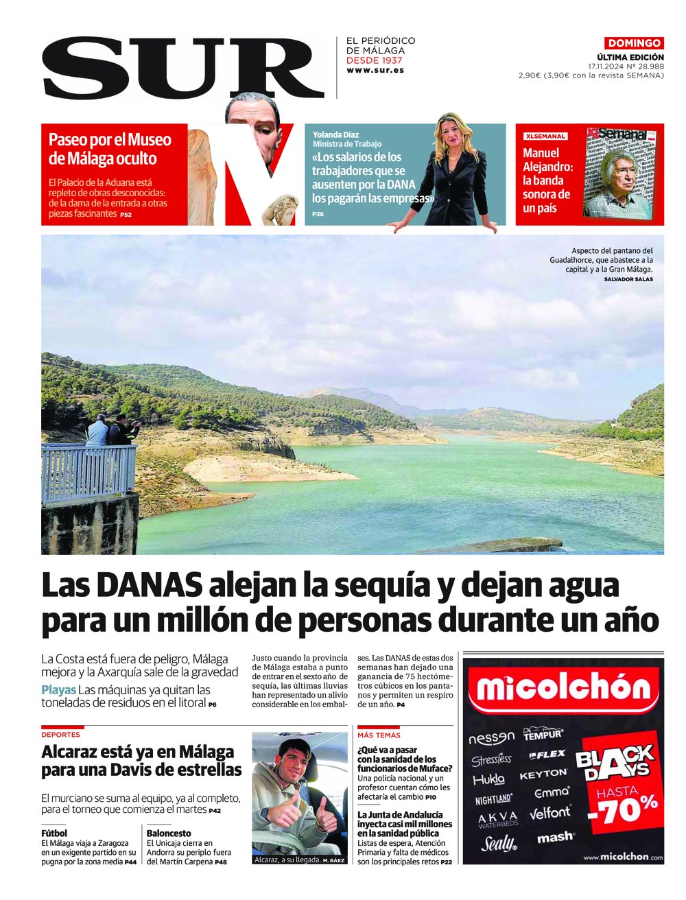 Portada de SUR, 17 de Noviembre de 2024