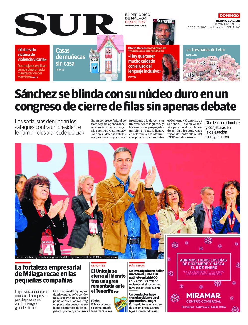 Portada de SUR, 01 de Diciembre de 2024