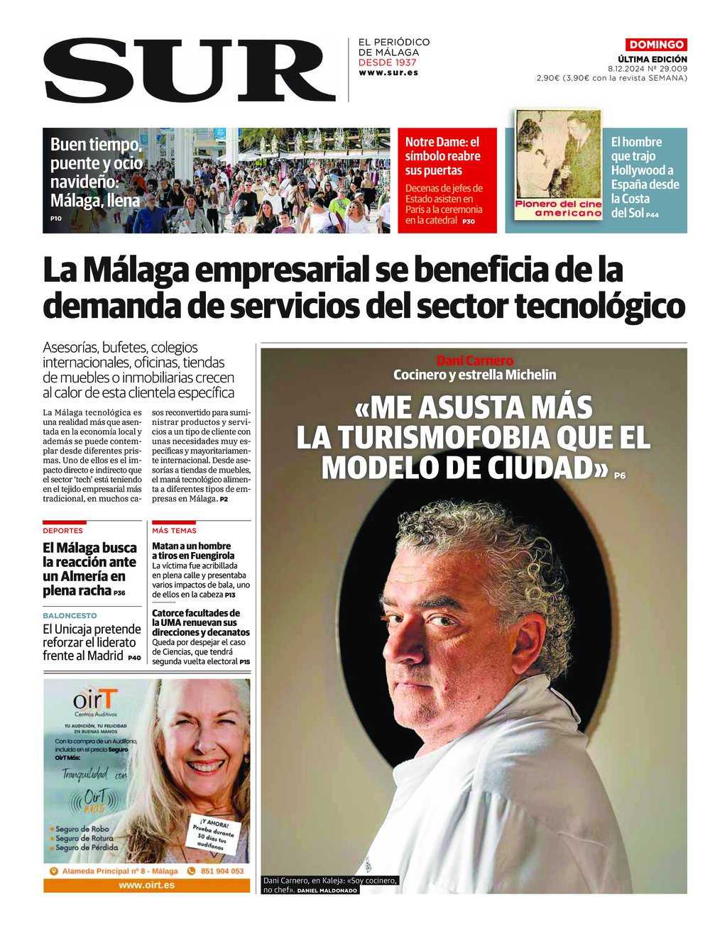 Portada de SUR, 08 de Diciembre de 2024