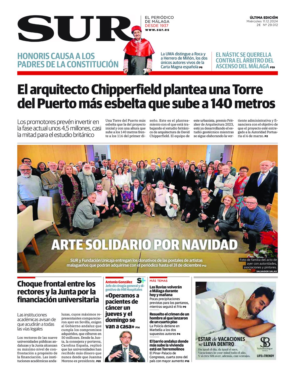 Portada de SUR, 11 de Diciembre de 2024