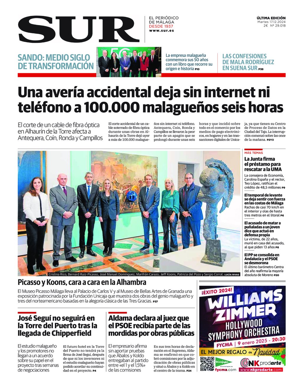 Portada de SUR, 17 de Diciembre de 2024