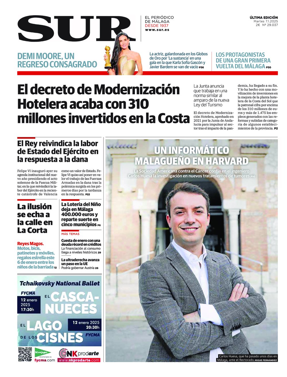 Portada de SUR, 07 de Enero de 2025