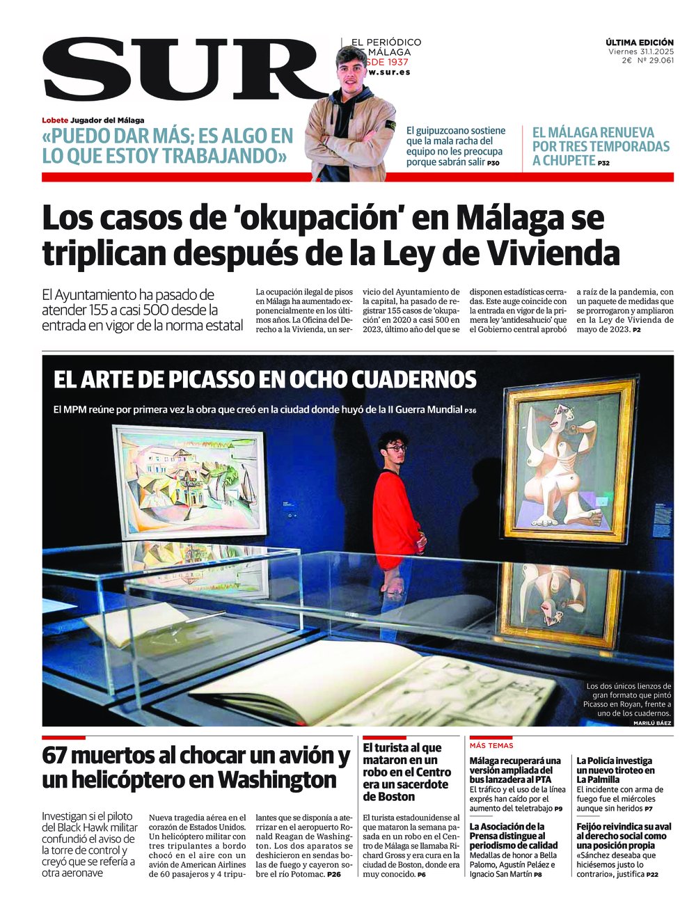 Portada de SUR, 31 de Enero de 2025