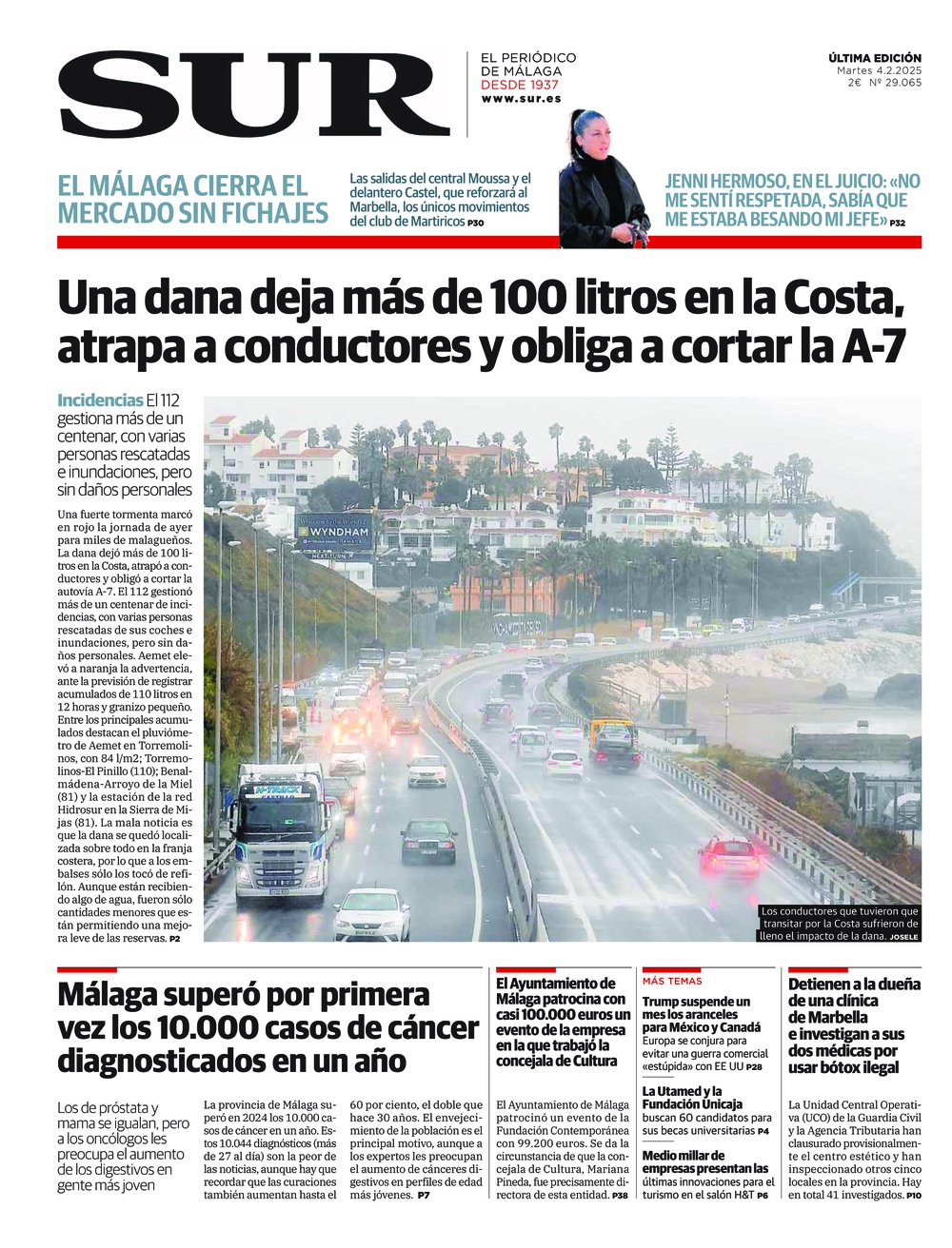 Portada de SUR, 04 de Febrero de 2025