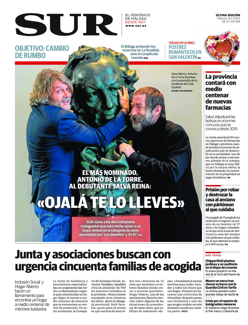 Portada de SUR, 08 de Febrero de 2025