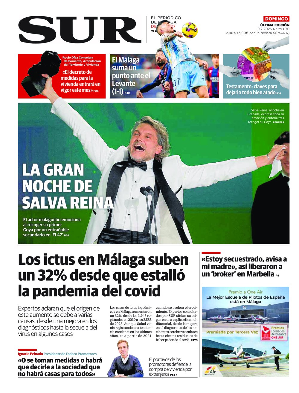 Portada de SUR, 09 de Febrero de 2025