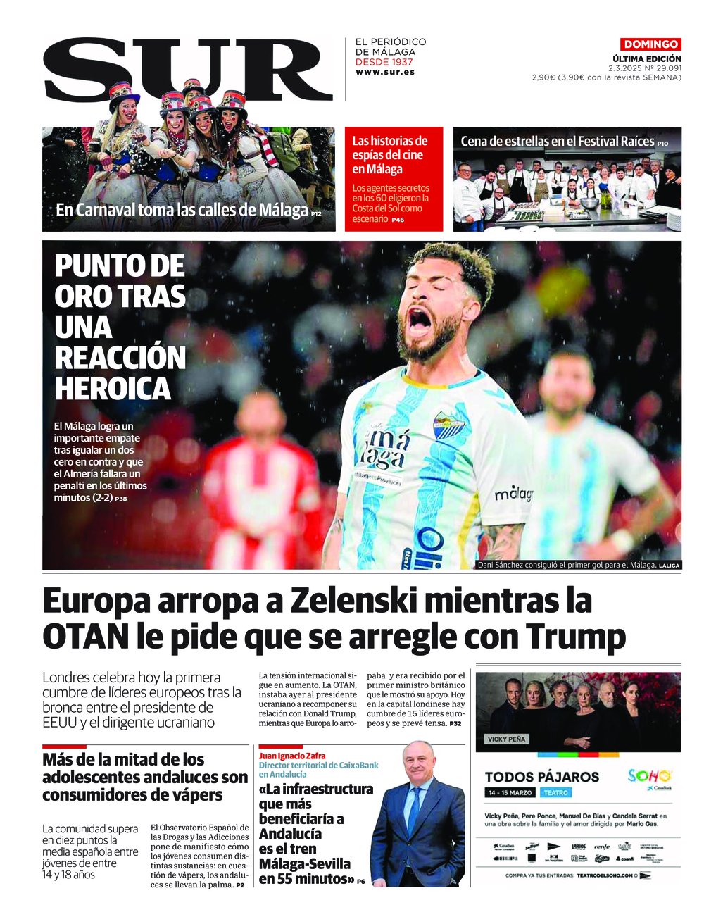 Portada de SUR, 02 de Marzo de 2025