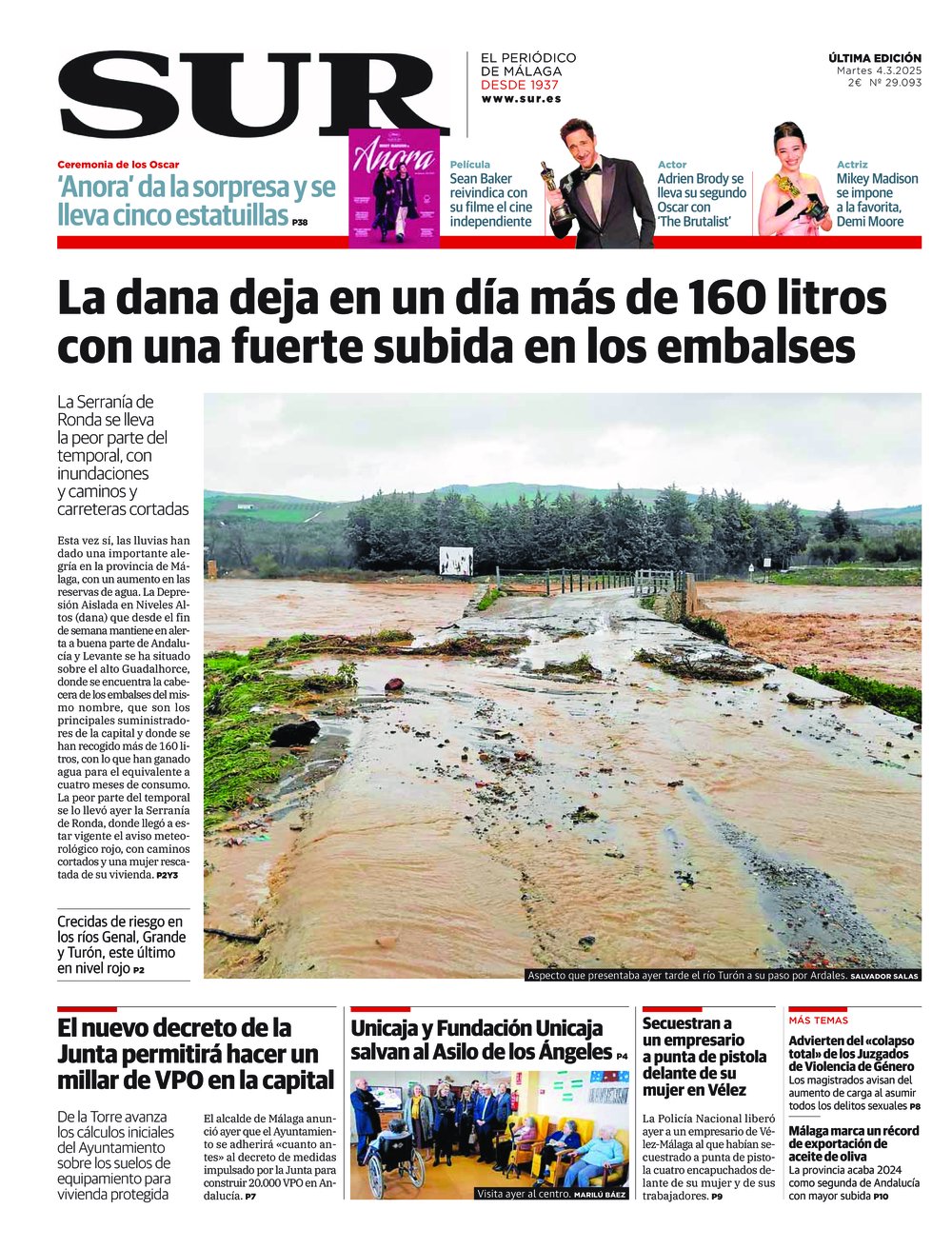 Portada de SUR, 04 de Marzo de 2025