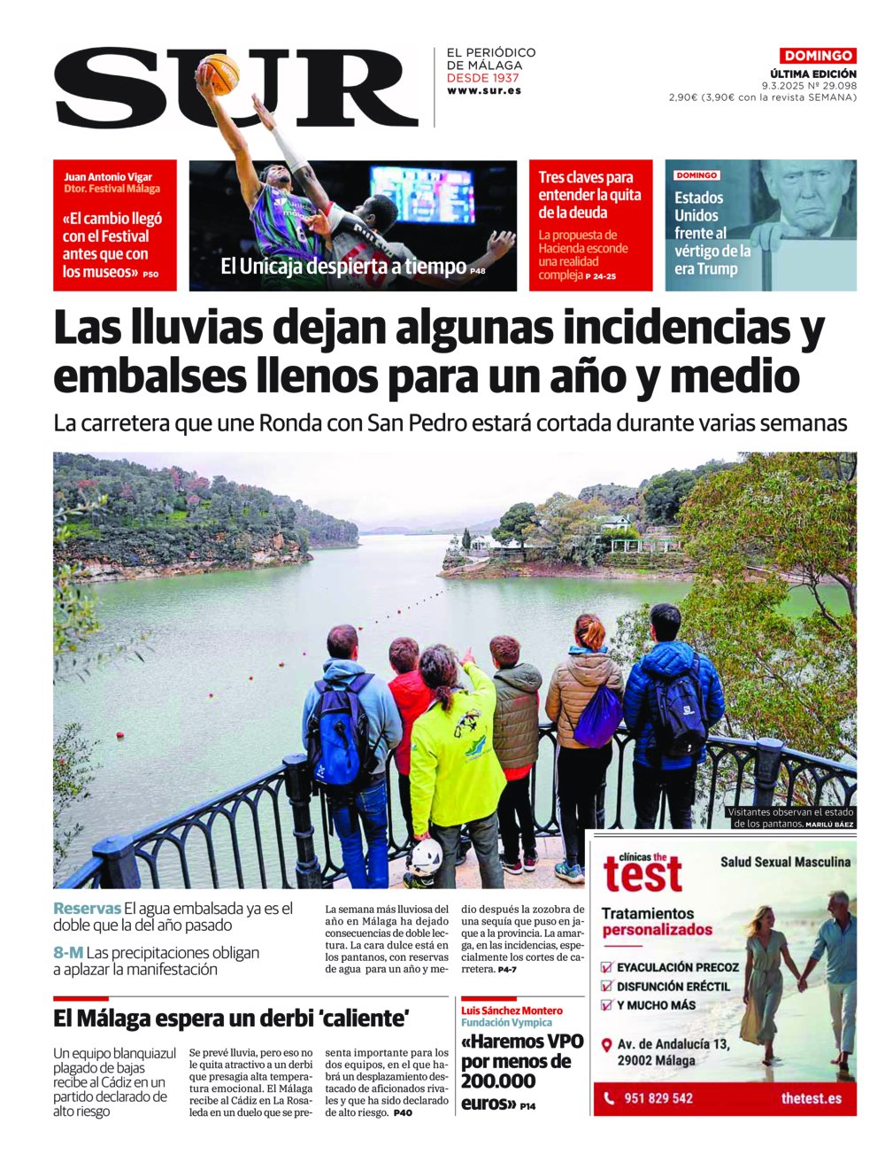 Portada de SUR, 09 de Marzo de 2025