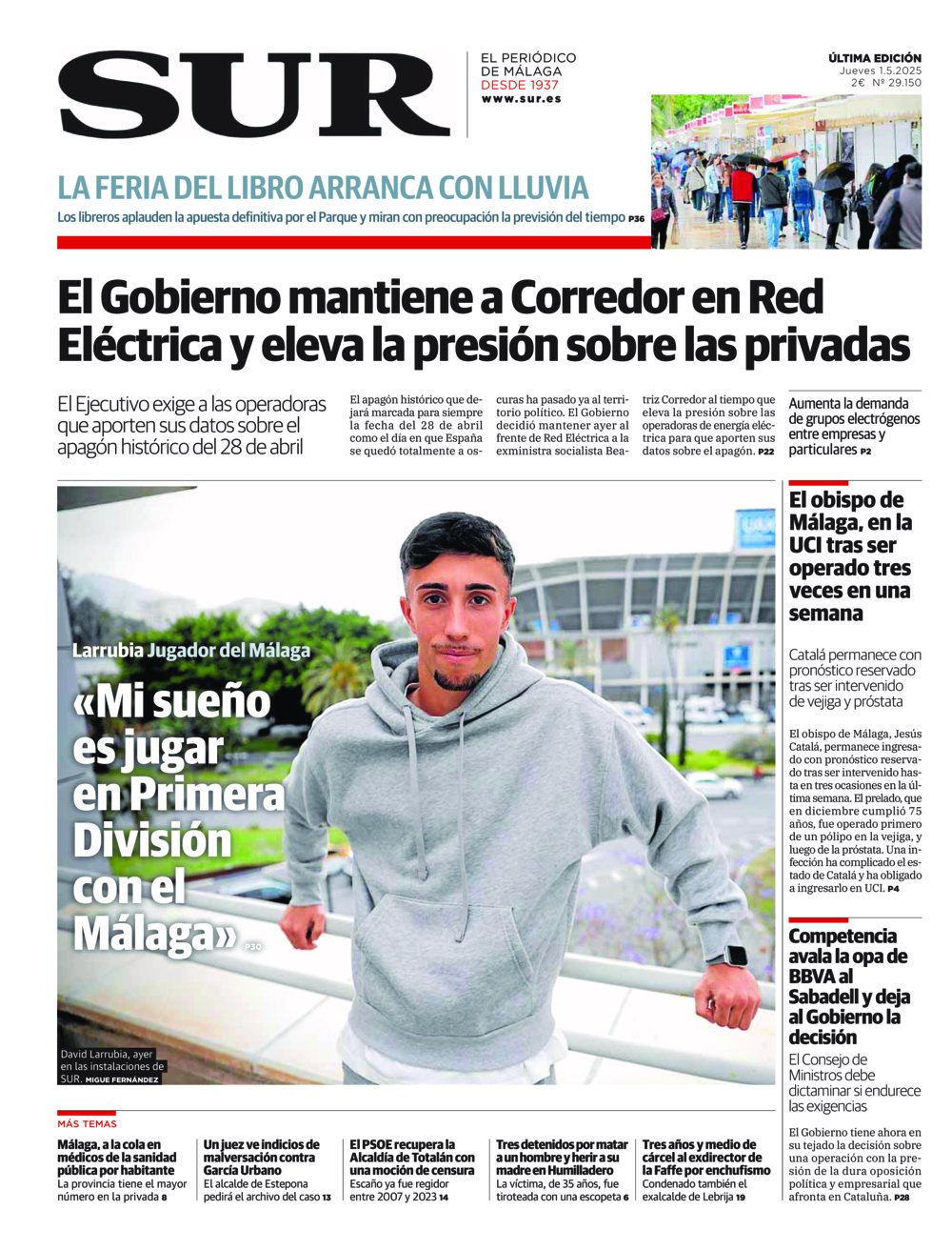 Portada de SUR, 01 de Mayo de 2025