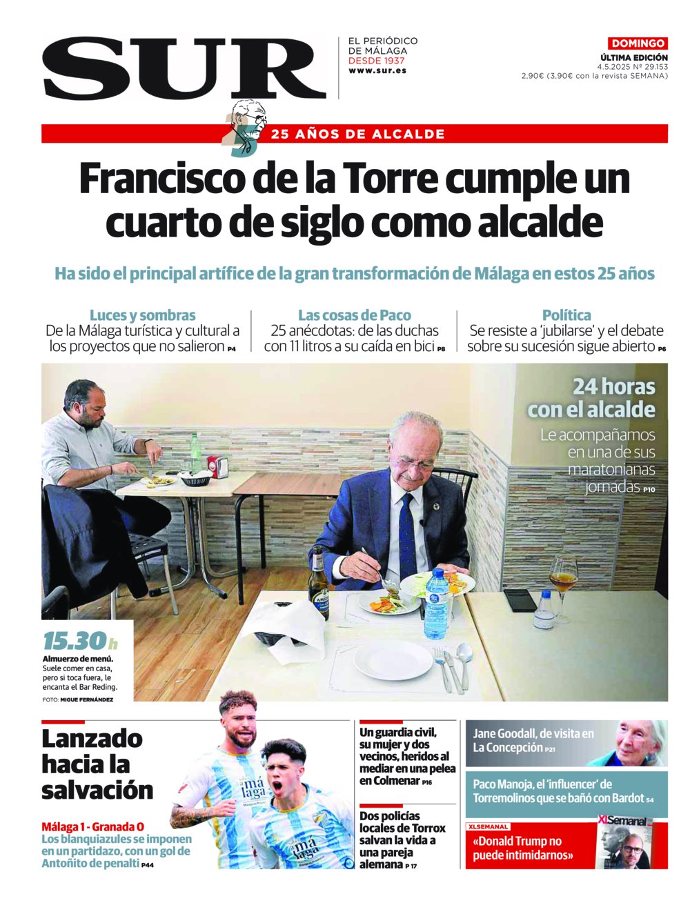 Portada de SUR, 04 de Mayo de 2025