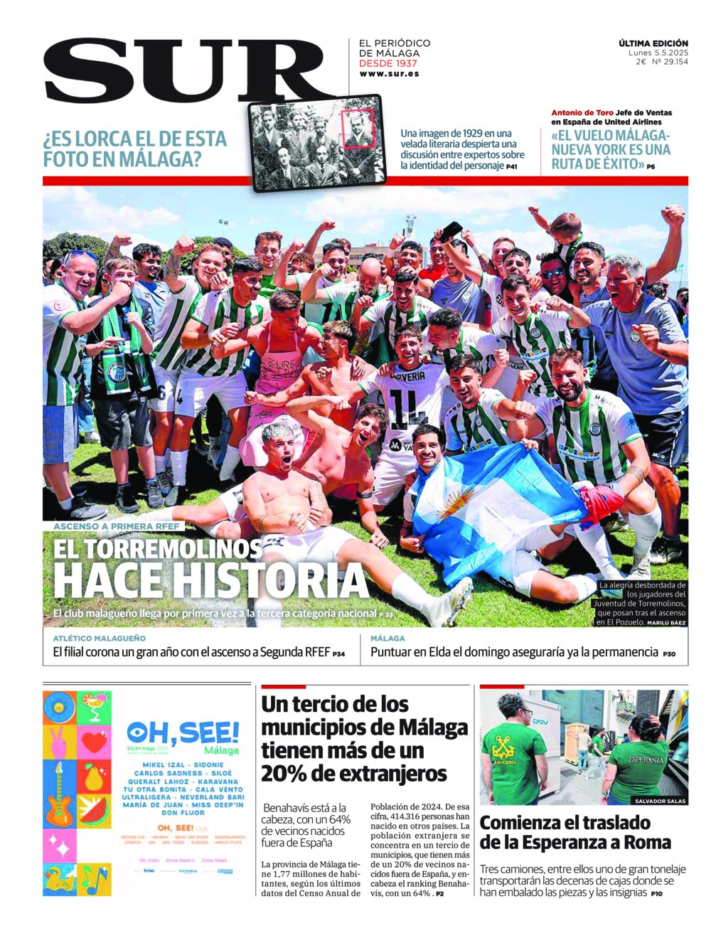 Portada de SUR, 05 de Mayo de 2025