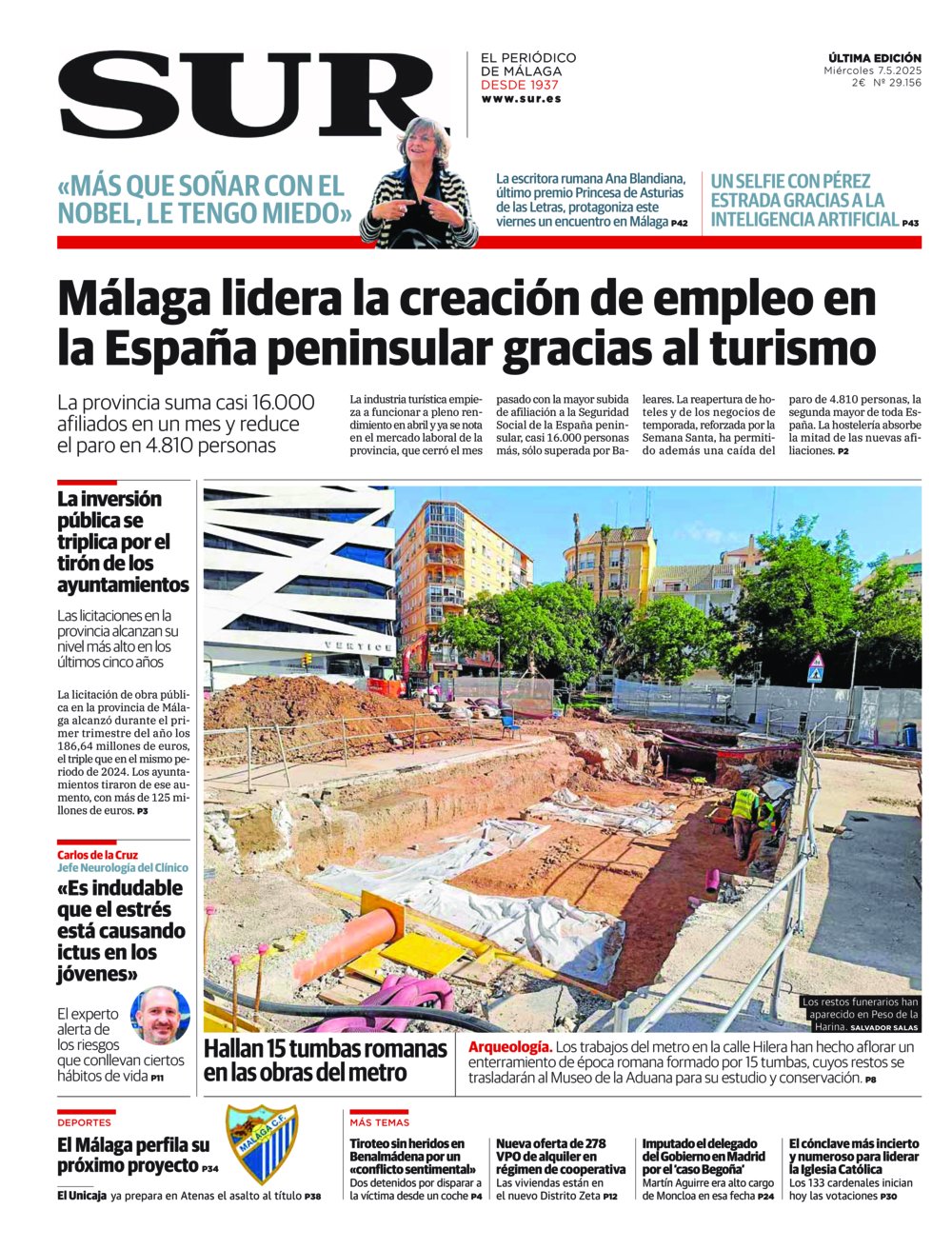 Portada de SUR, 07 de Mayo de 2025