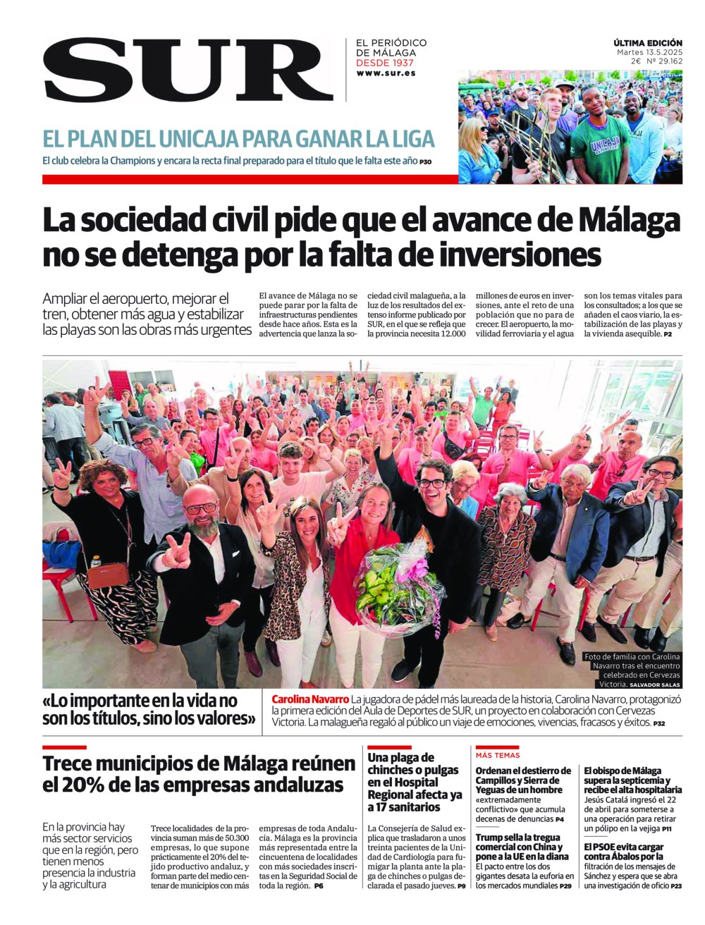 Portada de SUR, 13 de Mayo de 2025