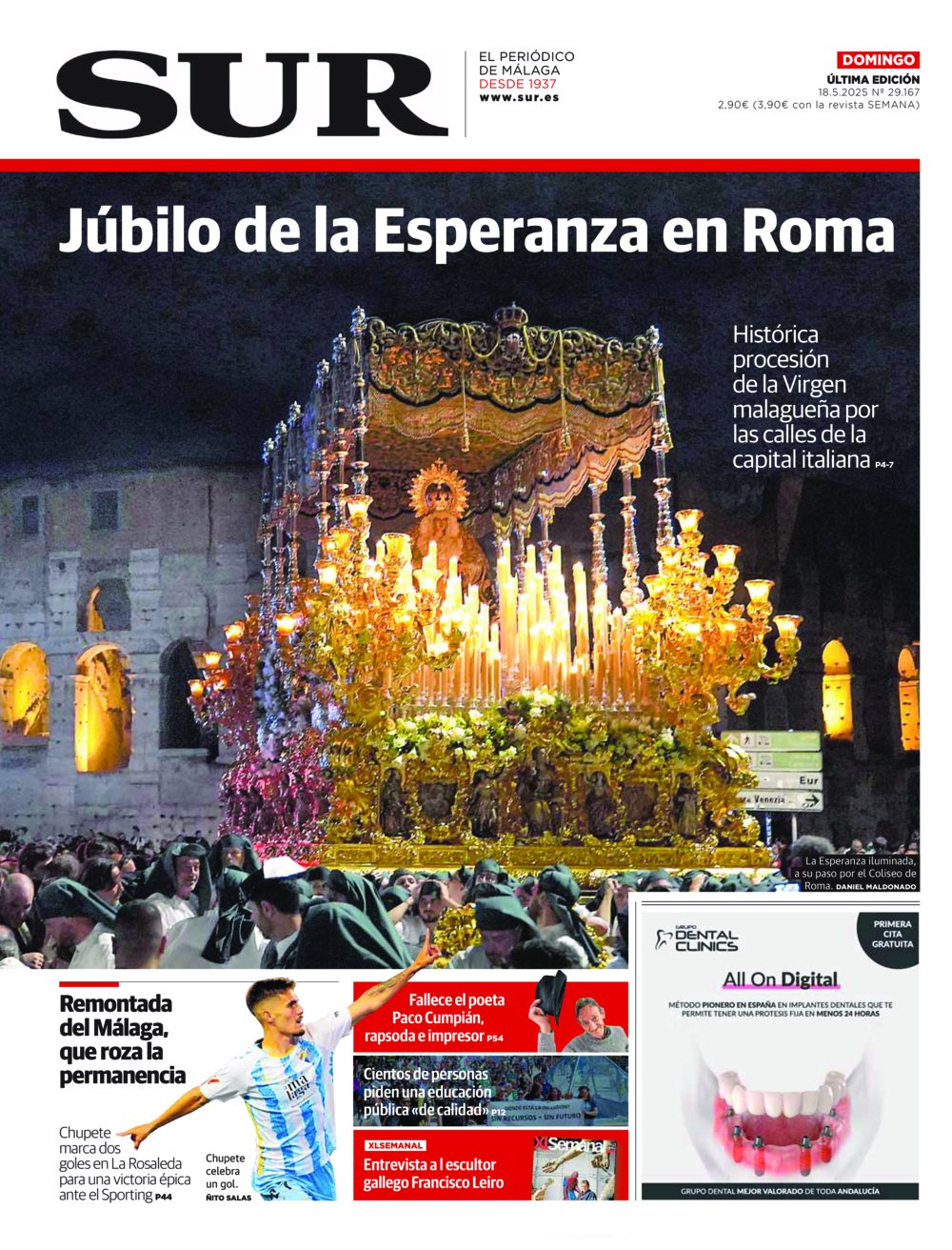 Portada de SUR, 18 de Mayo de 2025