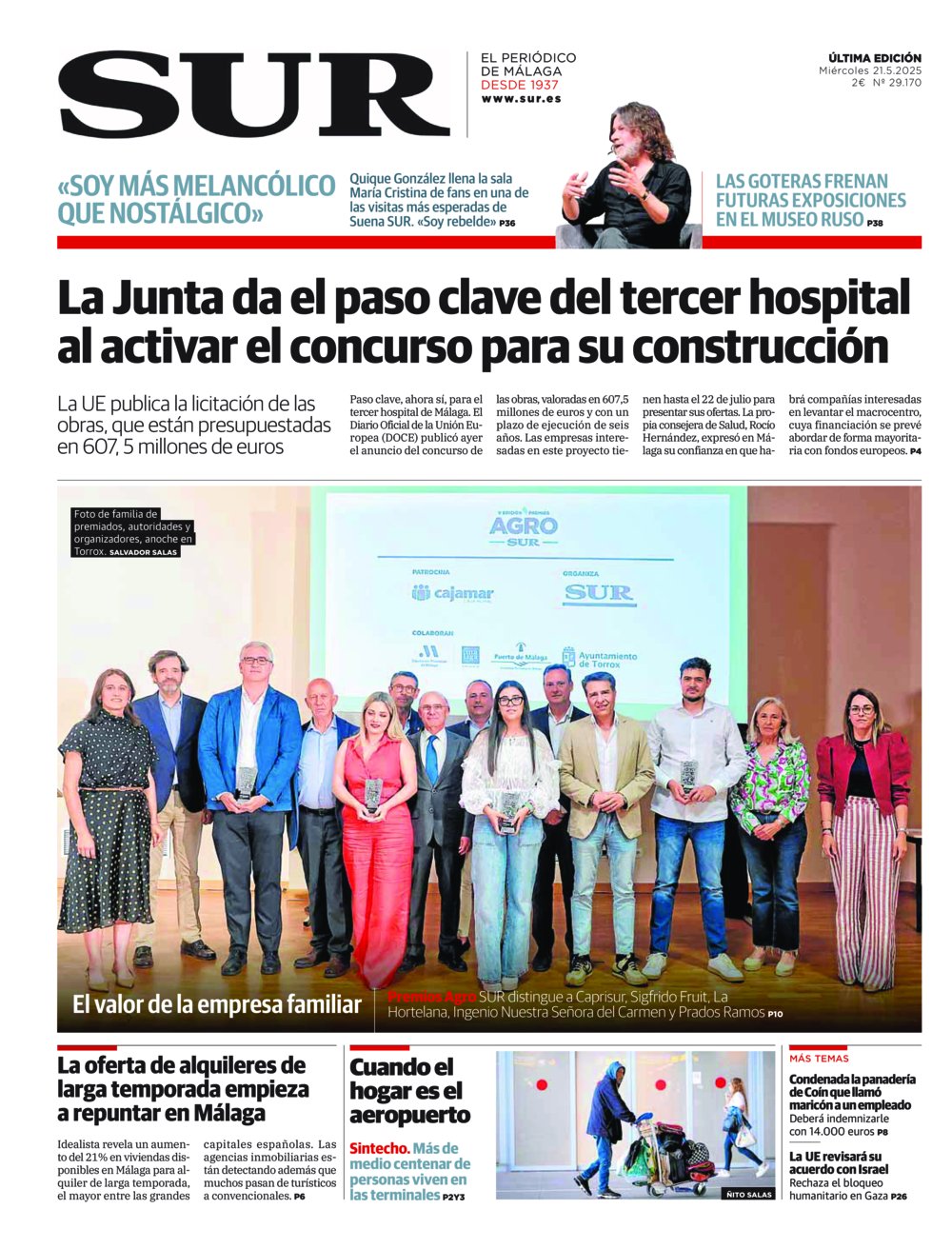Portada de SUR, 21 de Mayo de 2025