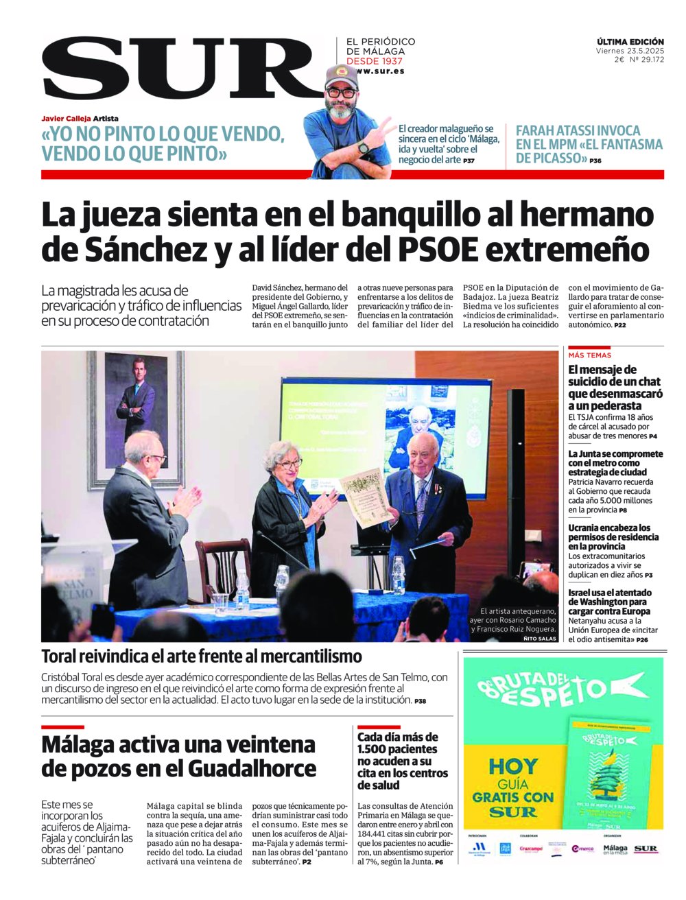 Portada de SUR, 23 de Mayo de 2025