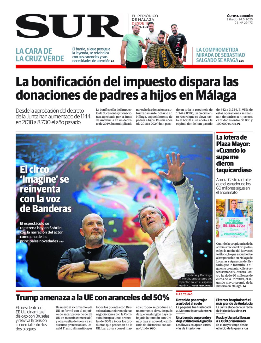 Portada de SUR, 24 de Mayo de 2025