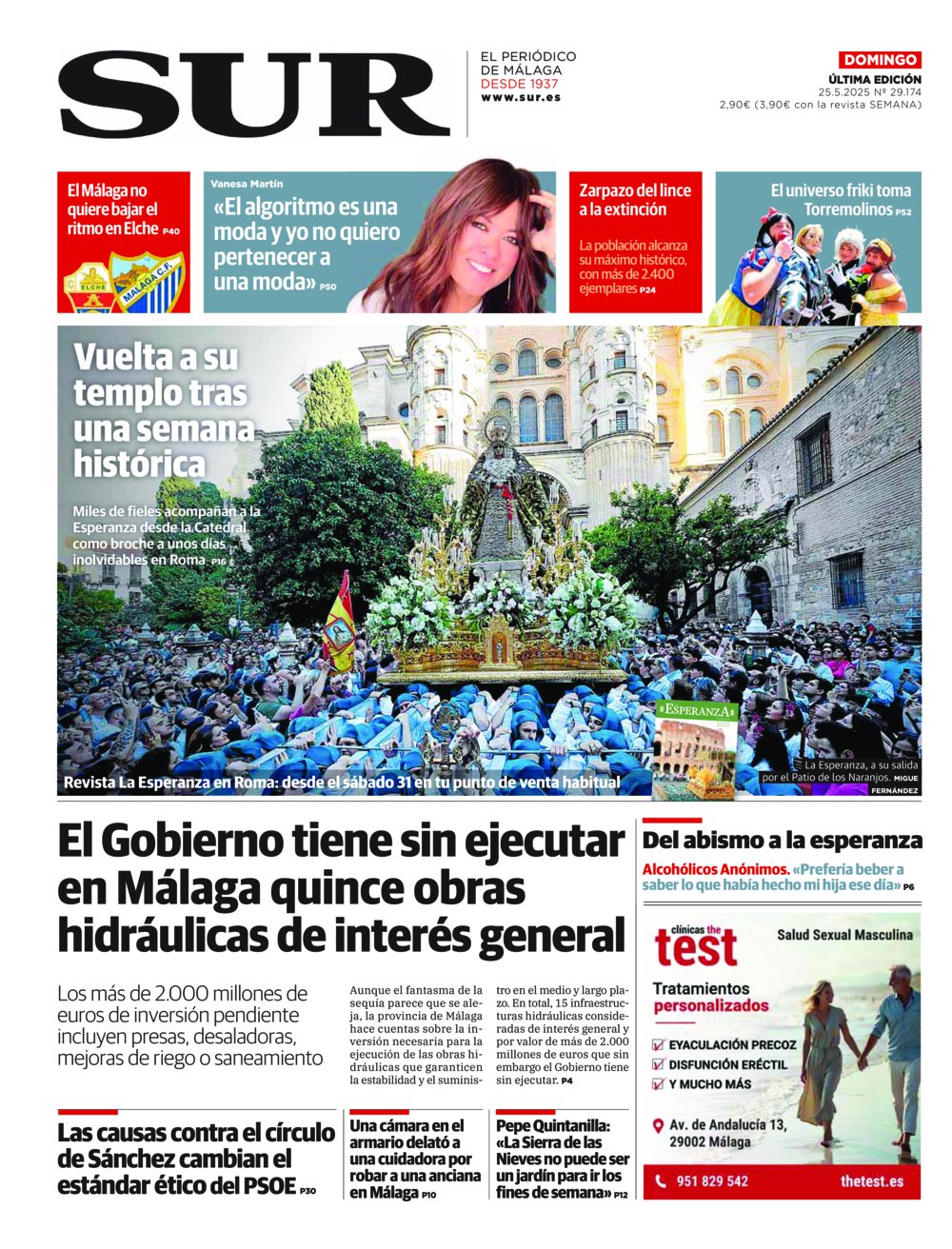 Portada de SUR, 25 de Mayo de 2025