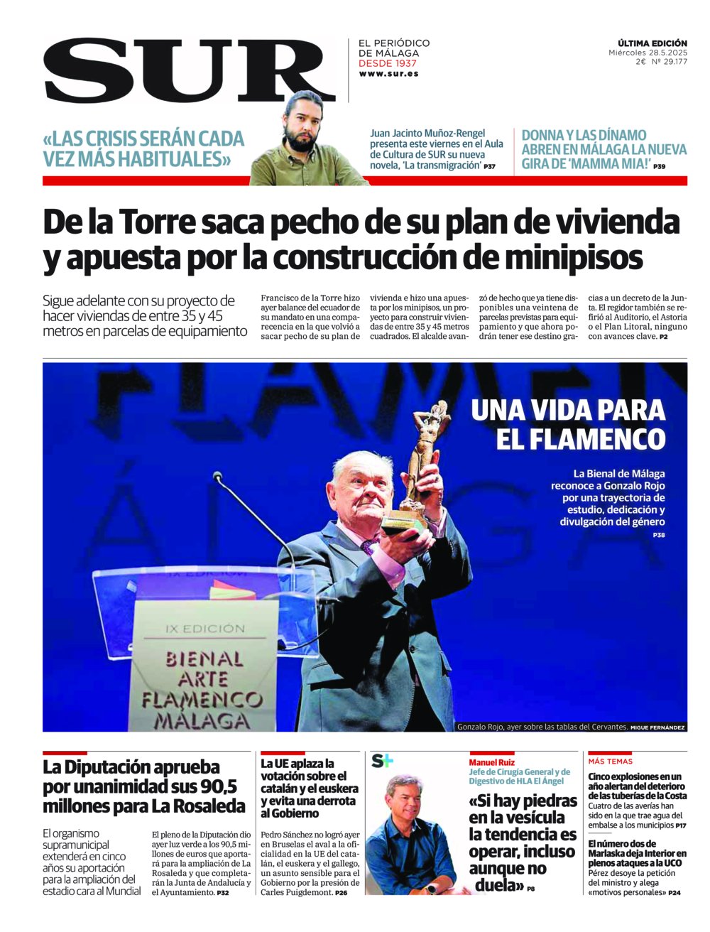 Portada de SUR, 28 de Mayo de 2025